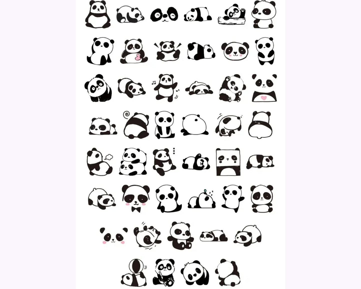 Cute panda sticker set - 45 pcs
