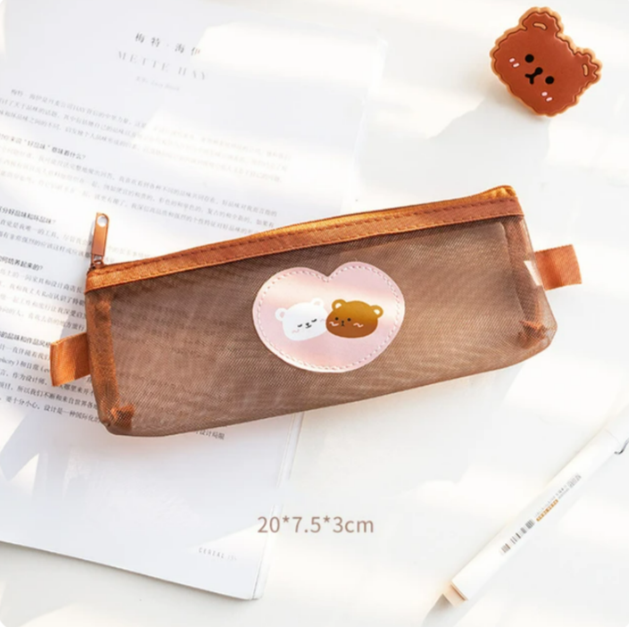 Cute bear pencil case - Choose your size - stationery organiser, office school supply
