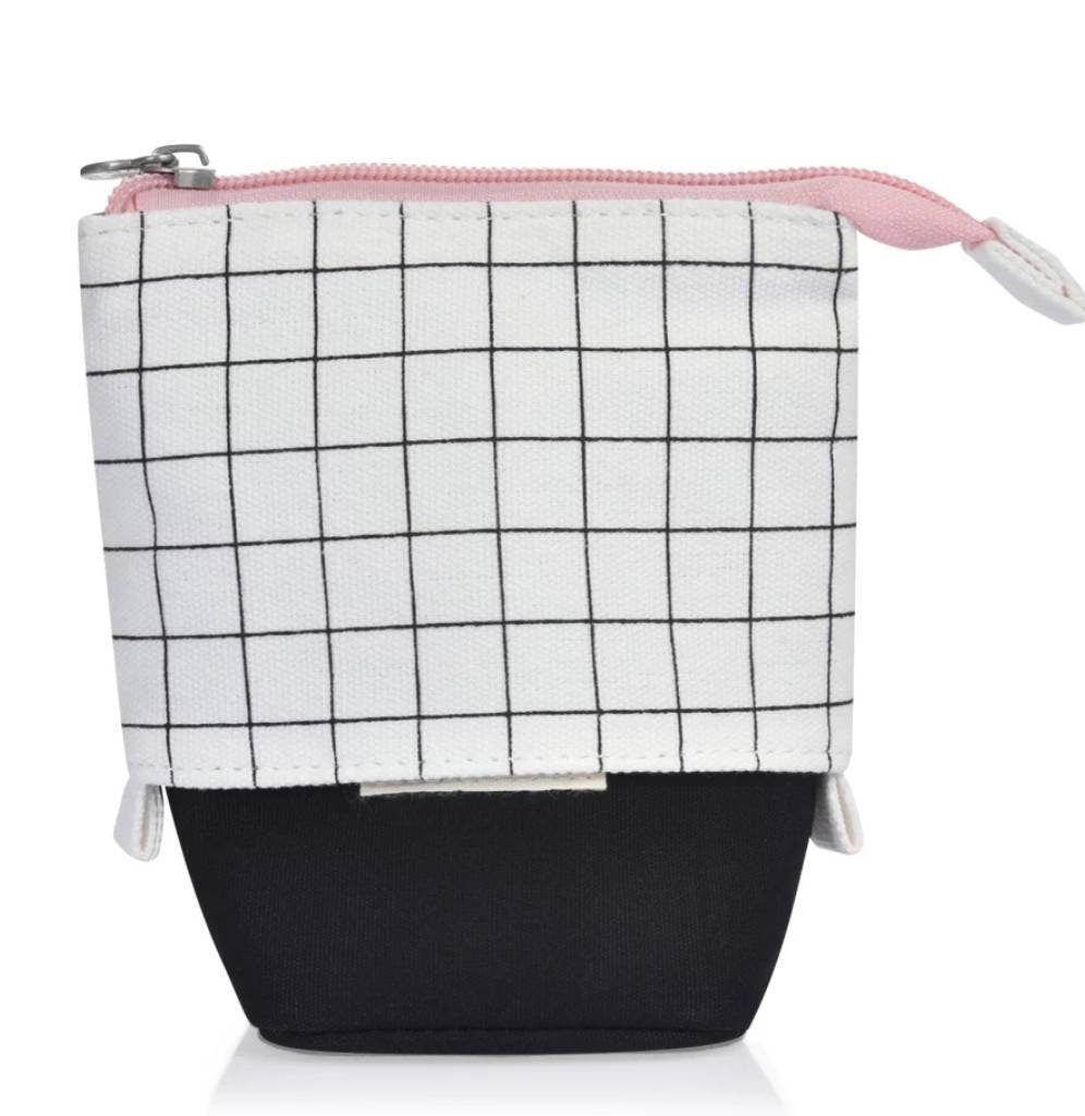 Grid Pop up pencil case, retractable pencil case