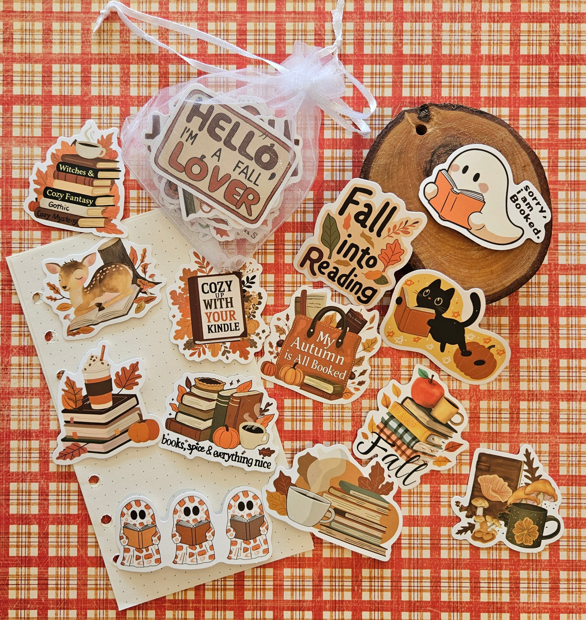 Autumn Bookish Sticker Pack | Cosy Book Lover Stickers | Junk Journal & Scrapbook Stickers