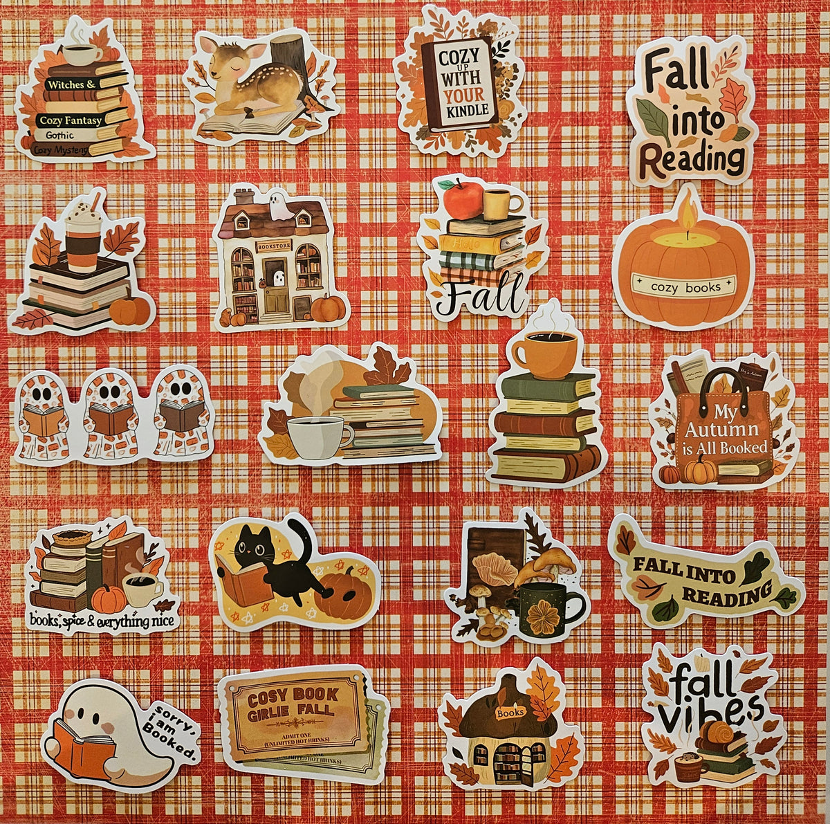 Autumn Bookish Sticker Pack | Cosy Book Lover Stickers | Junk Journal & Scrapbook Stickers