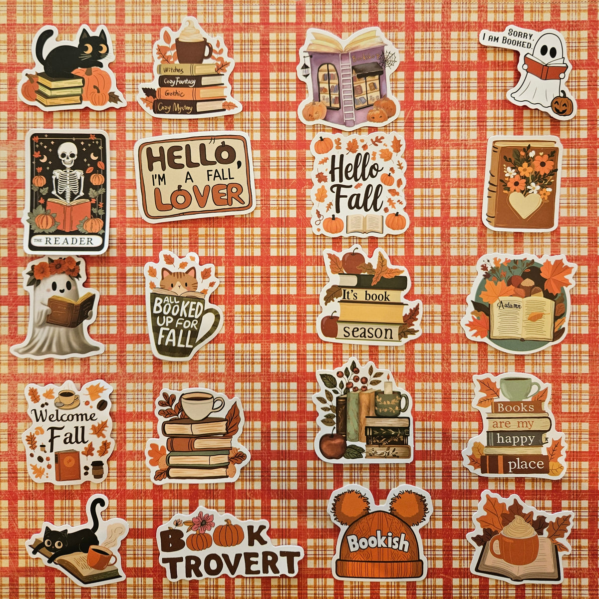 Autumn Bookish Sticker Pack | Cosy Book Lover Stickers | Junk Journal & Scrapbook Stickers