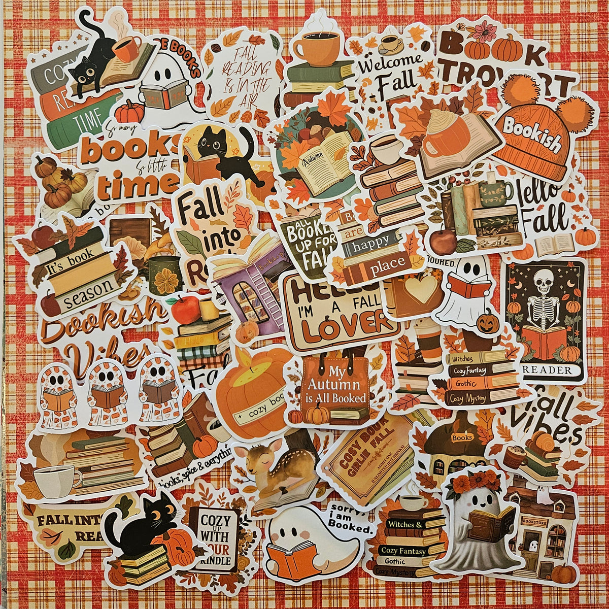 Autumn Bookish Sticker Pack | Cosy Book Lover Stickers | Junk Journal & Scrapbook Stickers