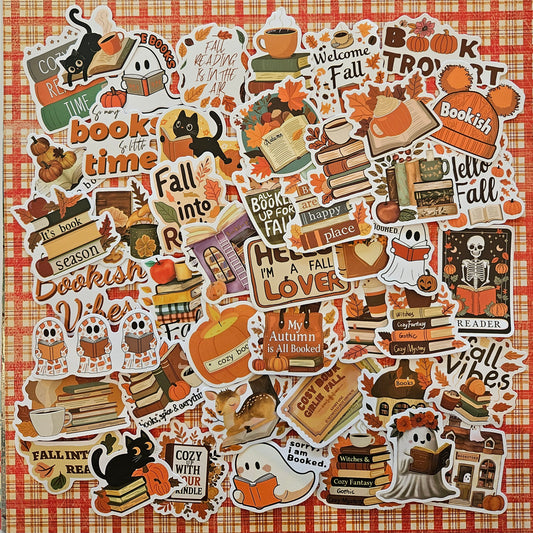 Autumn Bookish Sticker Pack | Cosy Book Lover Stickers | Junk Journal & Scrapbook Stickers