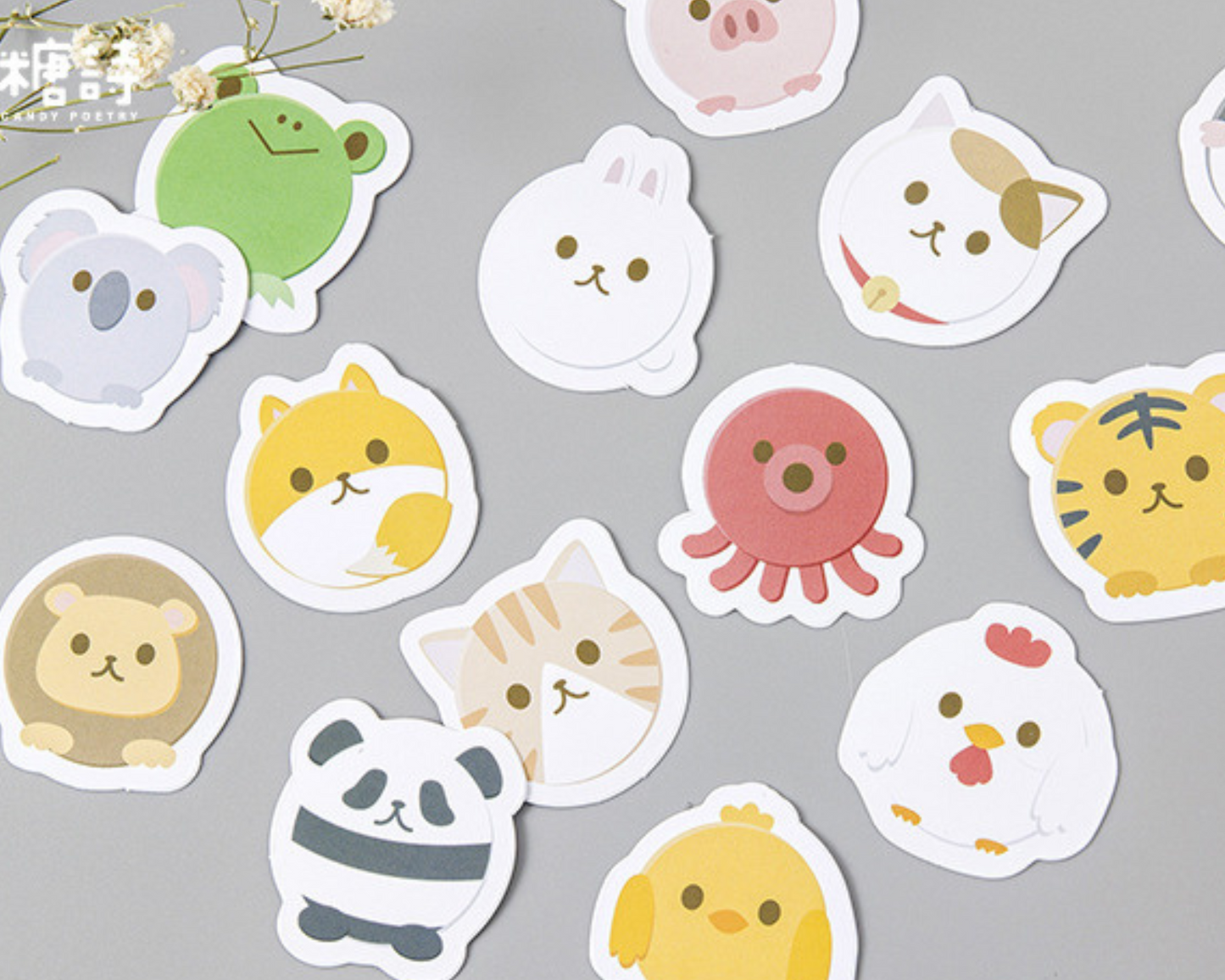 Kawaii animal stickers set