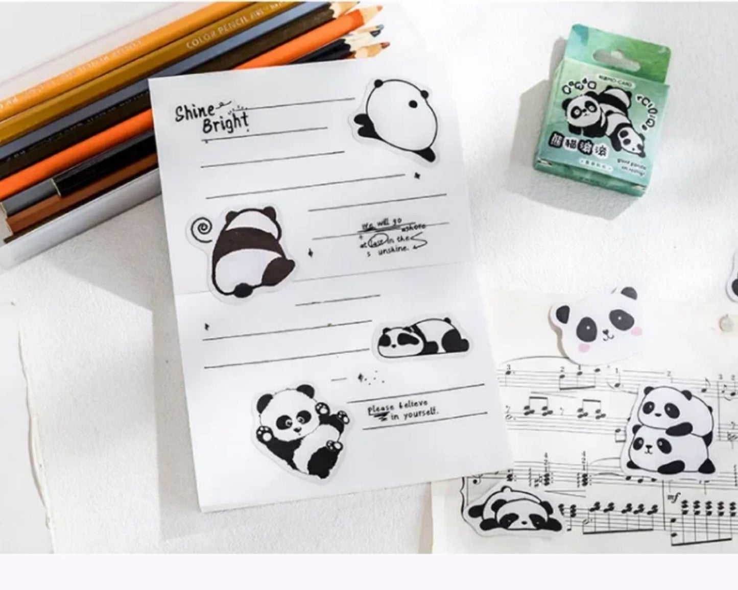 Cute panda sticker set  - 45 pcs