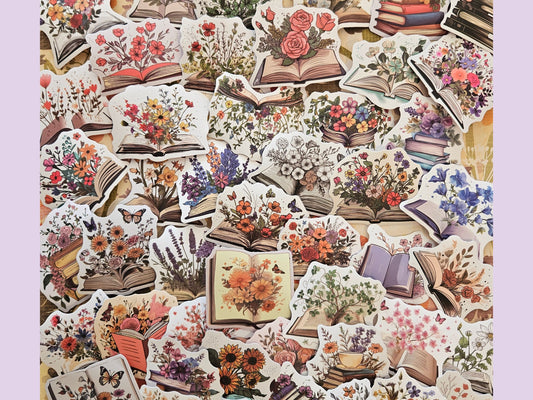 Floral Book Lover Sticker Pack | Flower Bookish Stickers | Junk Journal & Scrapbook Stickers