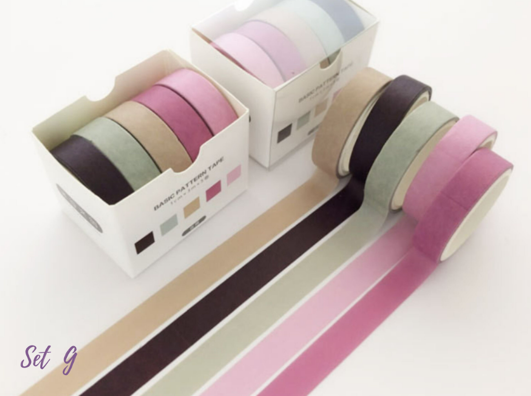 Colourful Thin Washi tape set off 5 - 10 mm x 3 m