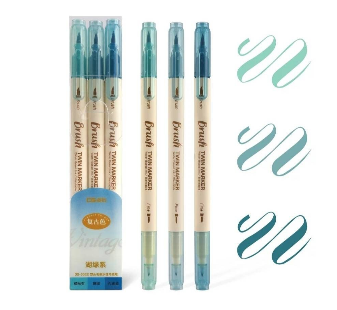Lettering pen set of 3 pens - Choose your colour set - Planner, journal, scrapbook essentials - Brush lettering colour set