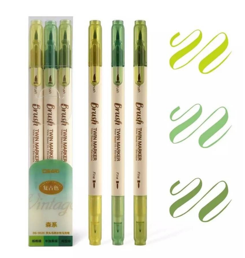 Lettering pen set of 3 pens - Choose your colour set - Planner, journal, scrapbook essentials - Brush lettering colour set