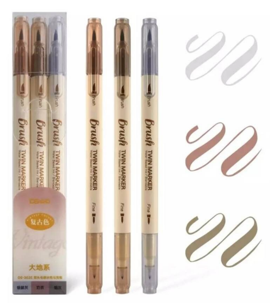 Lettering pen set of 3 pens - Choose your colour set - Planner, journal, scrapbook essentials - Brush lettering colour set