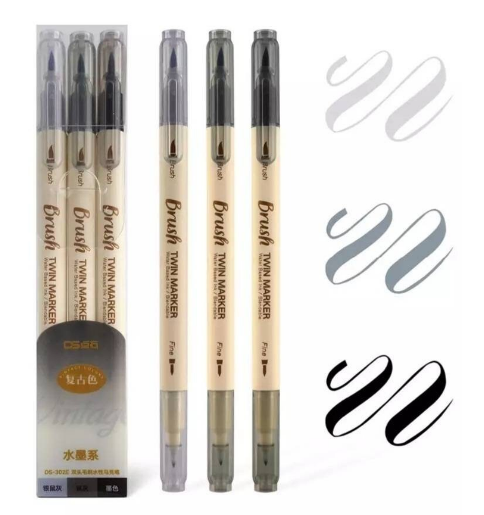 Lettering pen set of 3 pens - Choose your colour set - Planner, journal, scrapbook essentials - Brush lettering colour set