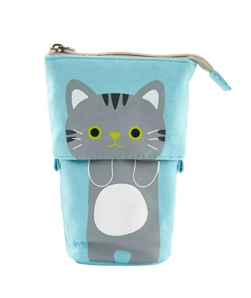 Pop up pencil case, sliding, retractable pencil case - cat and bear designs