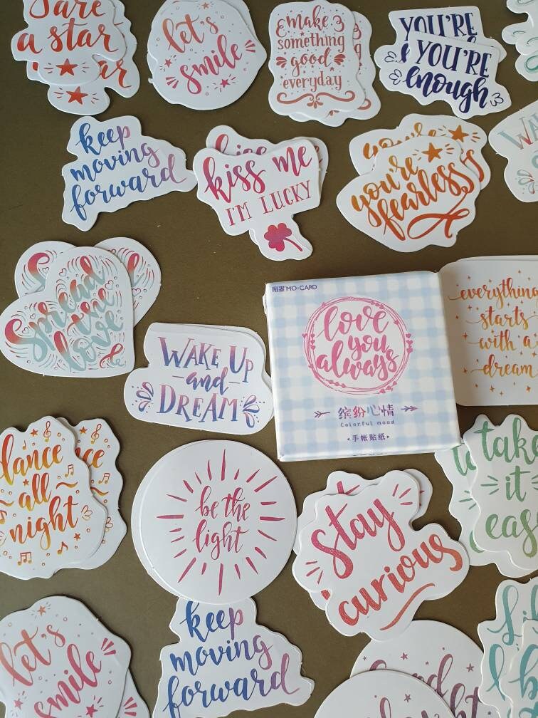 46 Positive Motivational Phrase Stickers Pack