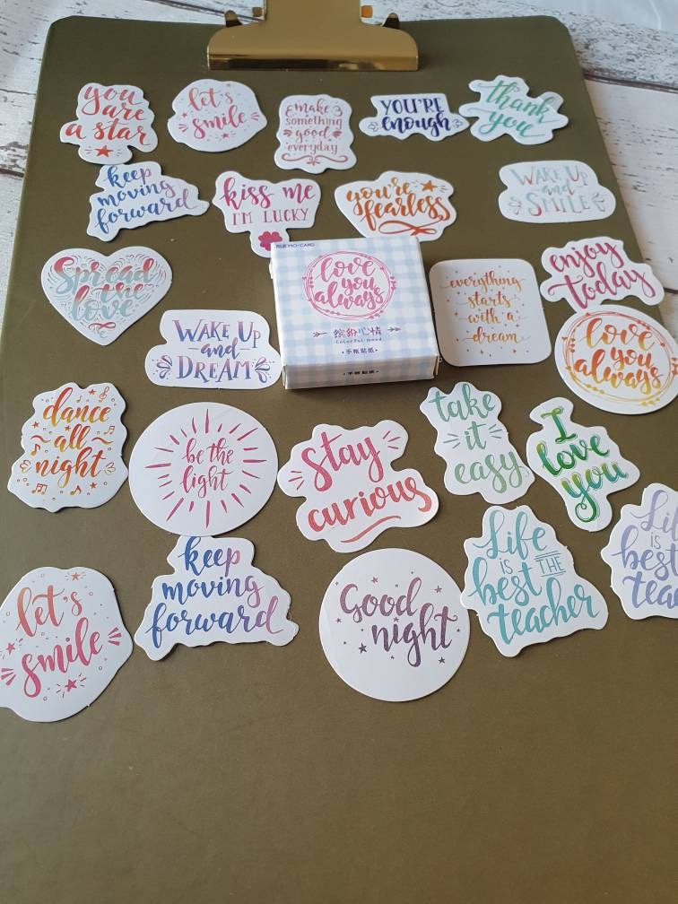 46 Positive Motivational Phrase Stickers Pack