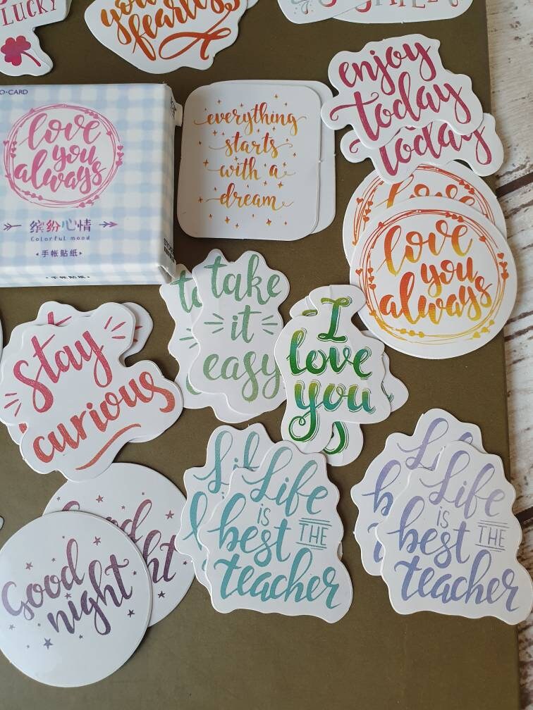 46 Positive Motivational Phrase Stickers Pack