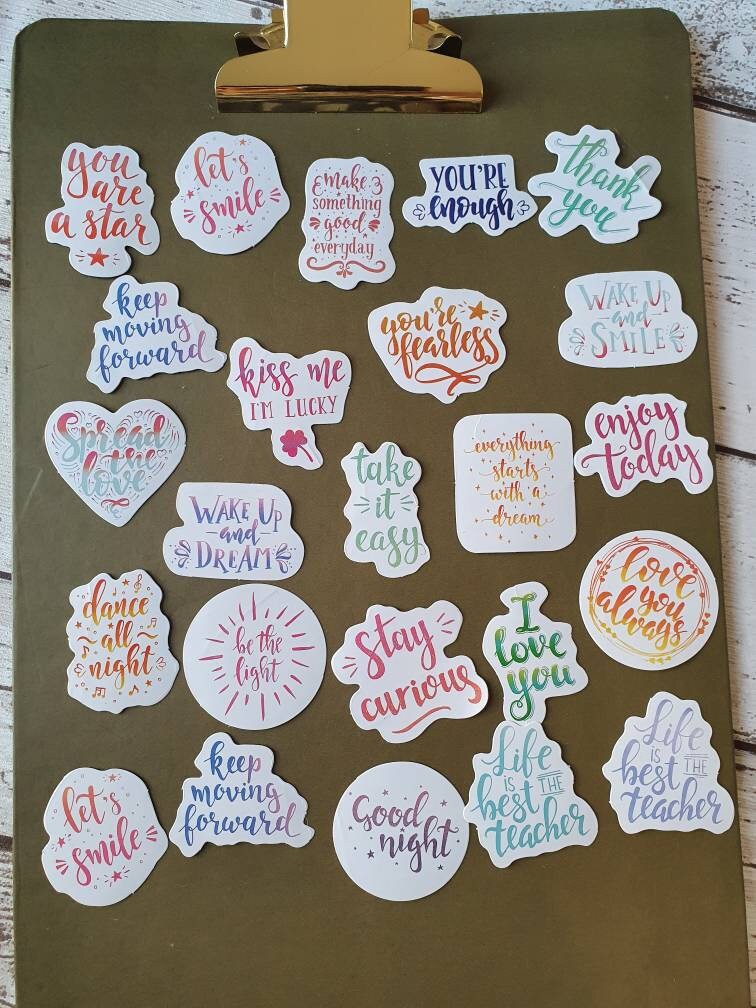 46 Positive Motivational Phrase Stickers Pack