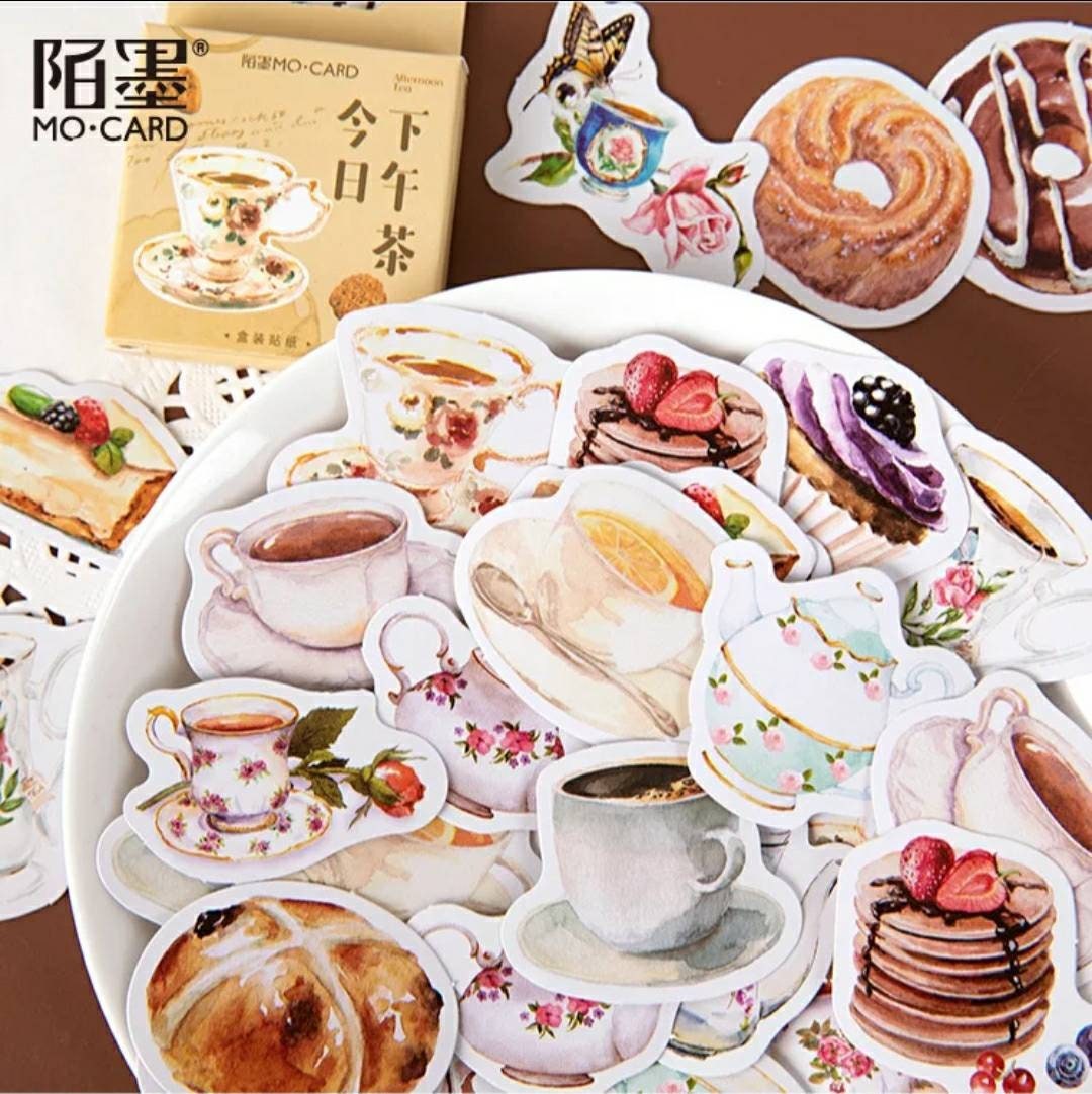 Tea Party stickers, Afternoon tea sticker set - 46 peel off stickers