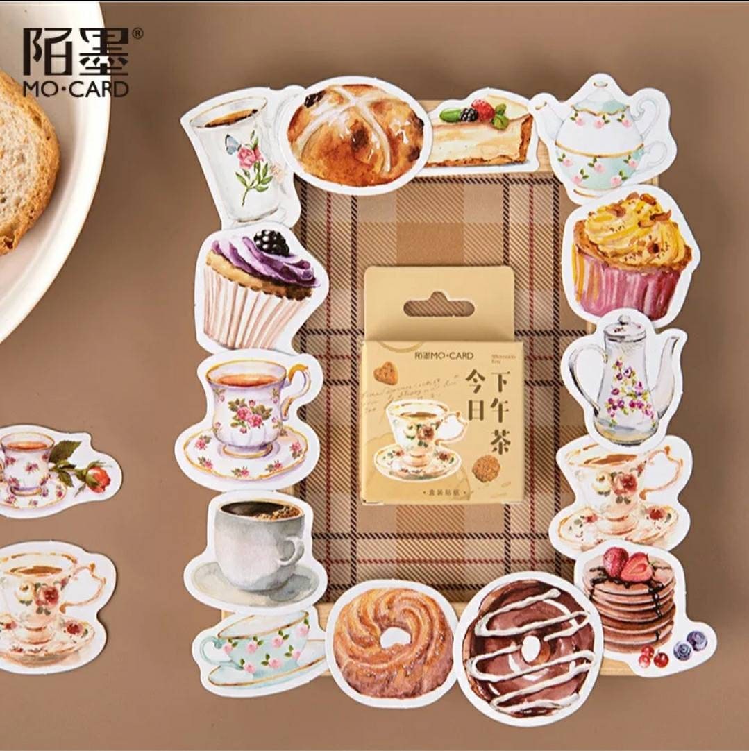 Tea Party stickers, Afternoon tea sticker set - 46 peel off stickers