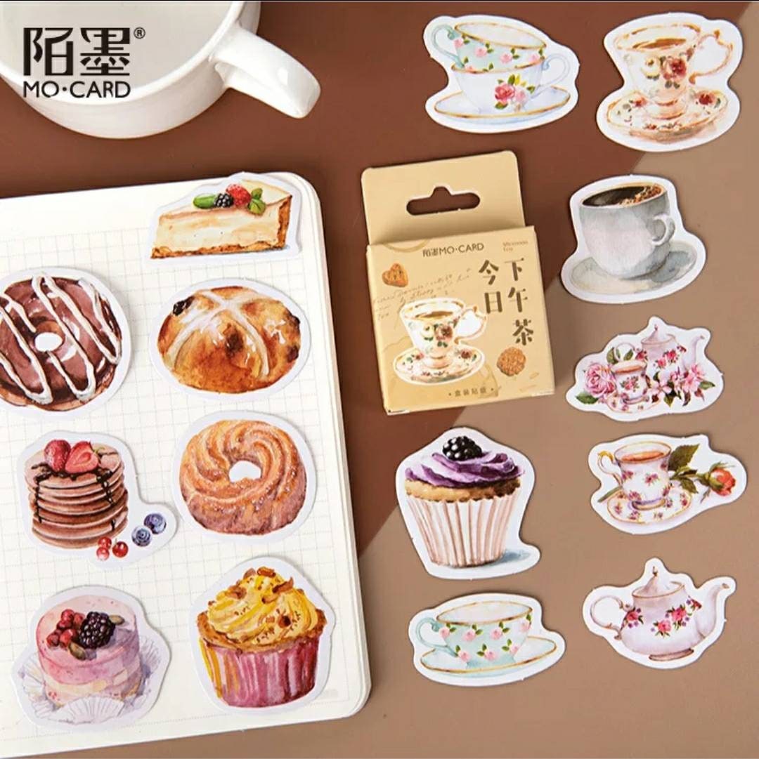 Tea Party stickers, Afternoon tea sticker set - 46 peel off stickers