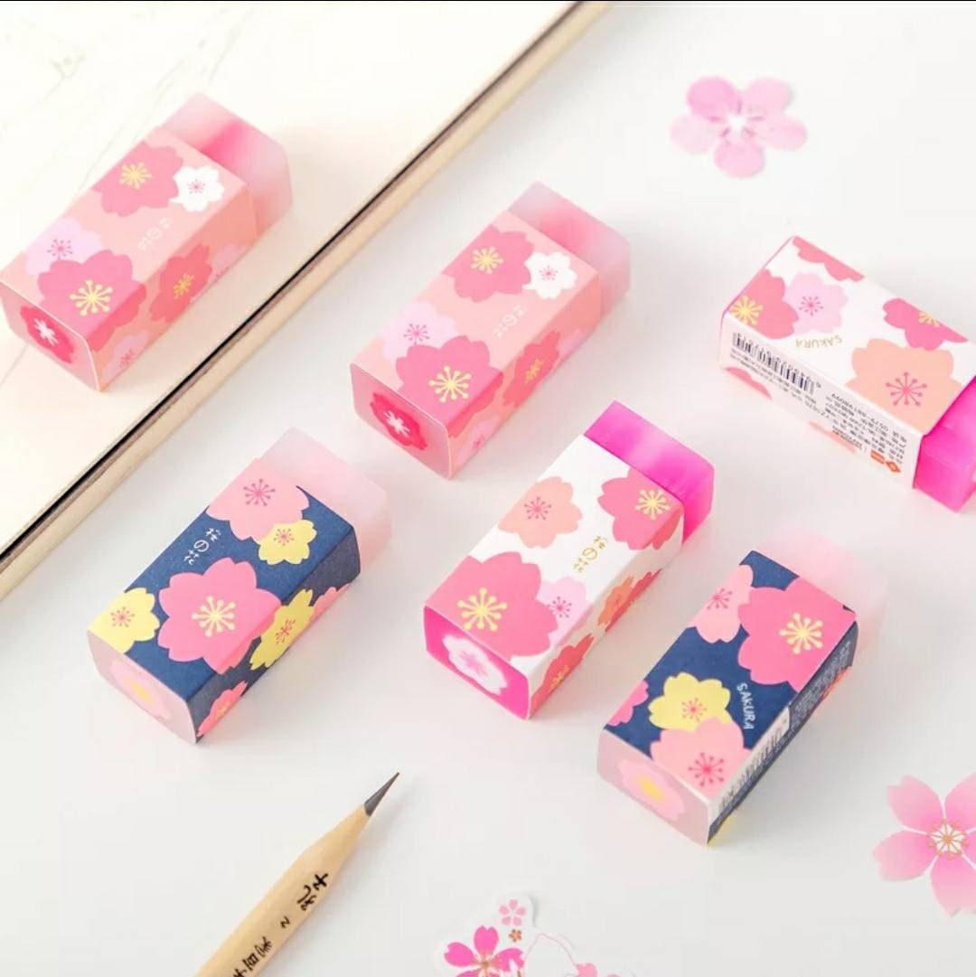 Sakura erasers - set of 2 - Cherry blossom eraser, school, office, planner, journal supply