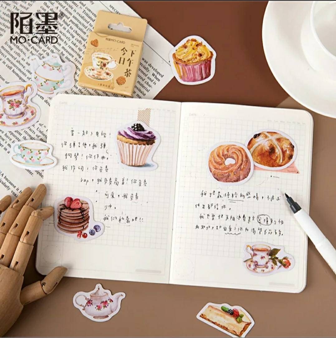 Tea Party stickers, Afternoon tea sticker set - 46 peel off stickers