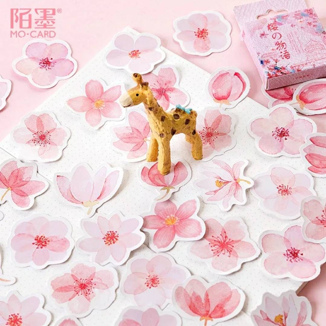 Cherry Blossom Flowers Sticker set, Sakura flowers - 45pcs