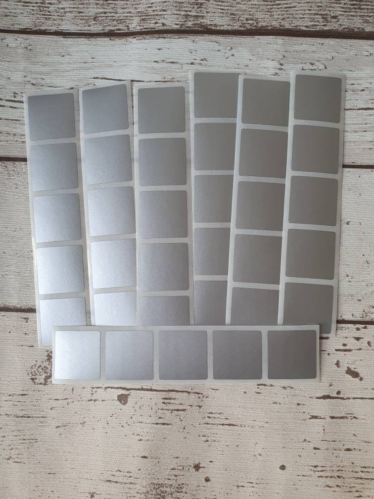 Silver Scratch Off Stickers , 2.5cm square Scratch to Reveal stickers