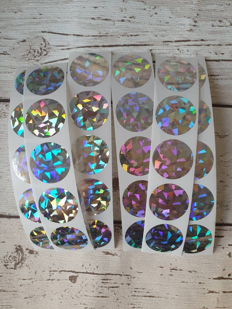 Holographic rounded Scratch Off Stickers , 2.5cm, Scratch to Reveal stickers - 1 inch