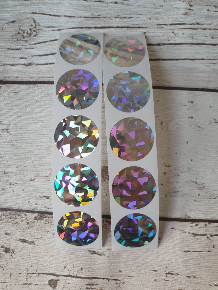 Holographic rounded Scratch Off Stickers , 2.5cm, Scratch to Reveal stickers - 1 inch