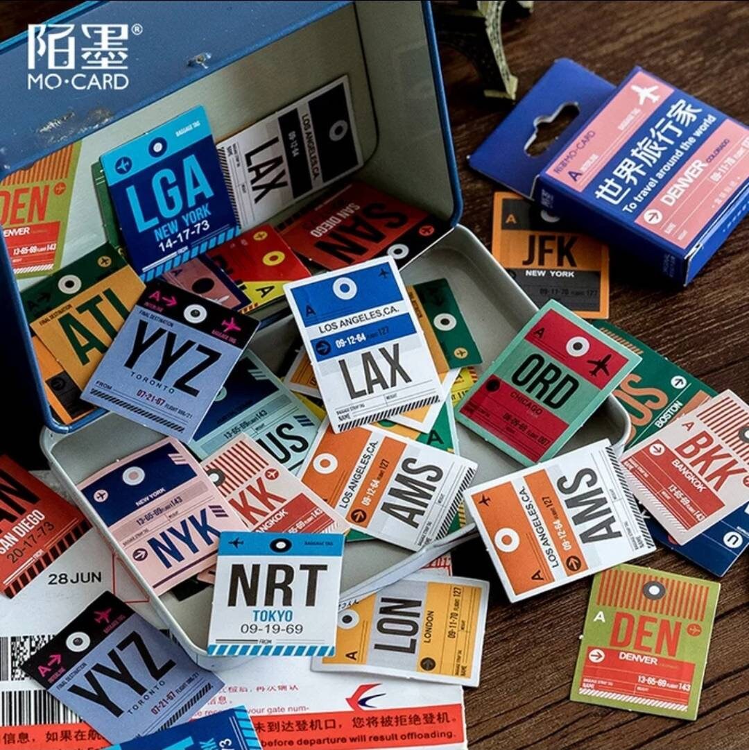 Destination stickers set- travel stickers set - 46 pcs