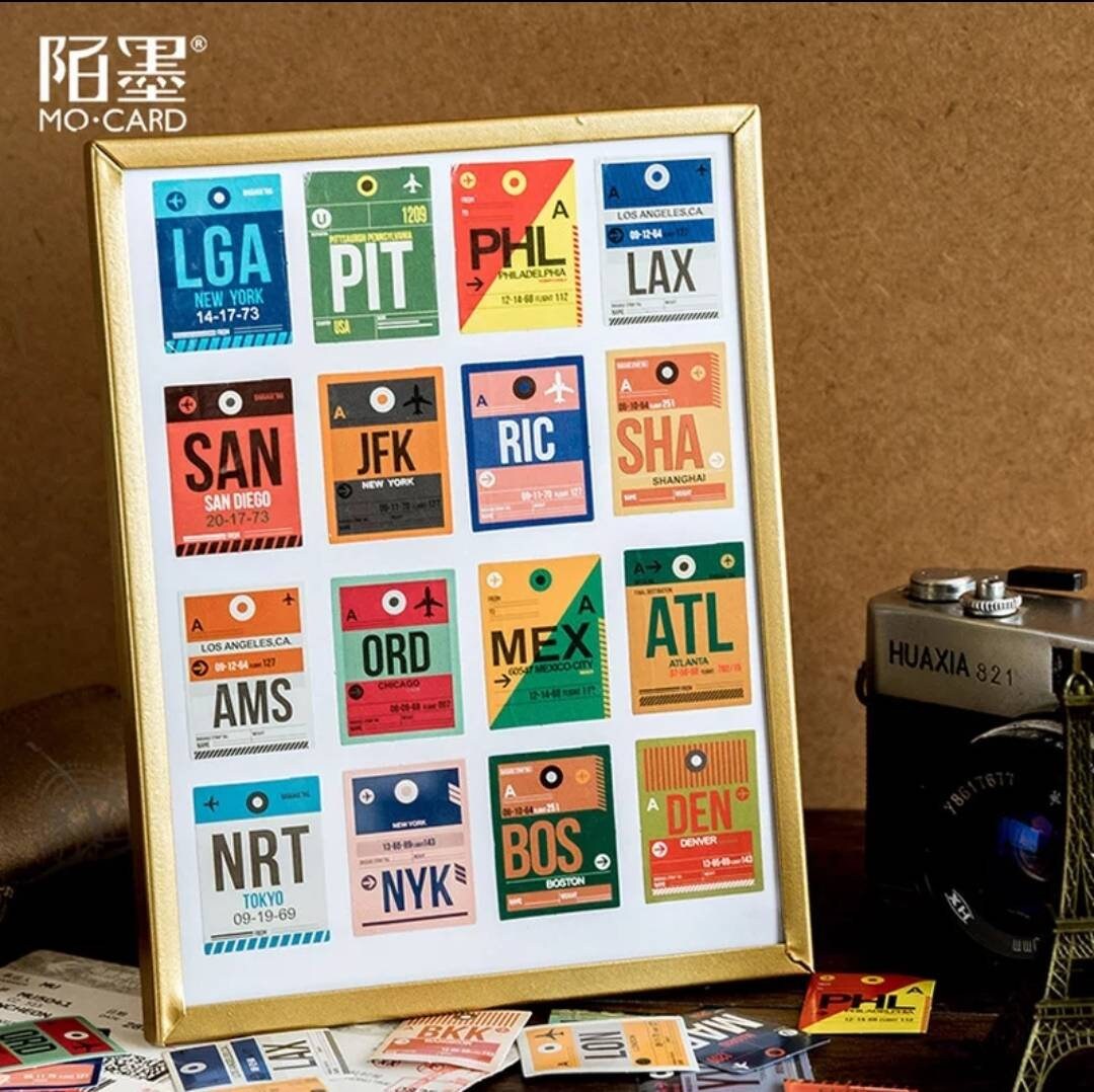 Destination stickers set- travel stickers set - 46 pcs