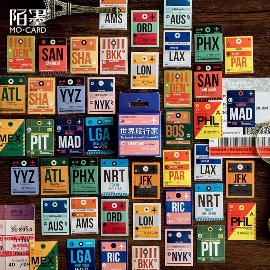 Destination stickers set- travel stickers set - 46 pcs