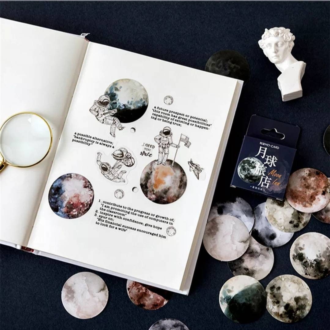 Moon Stickers Pack , Eclipse , colourful moon Stickers for planner, journal, scrapbook