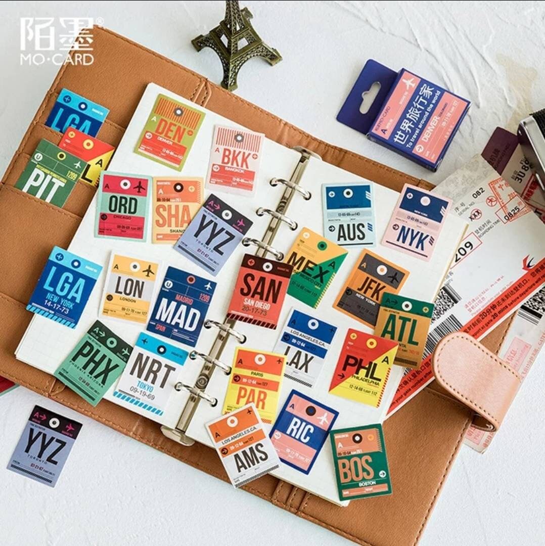 Destination stickers set- travel stickers set - 46 pcs