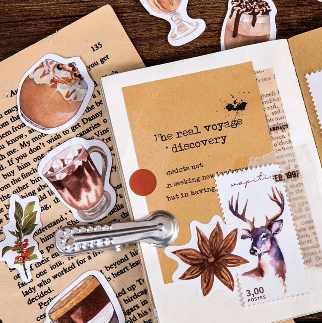 Coffee and chocolate drinks sticker set - 46 peel off stickers