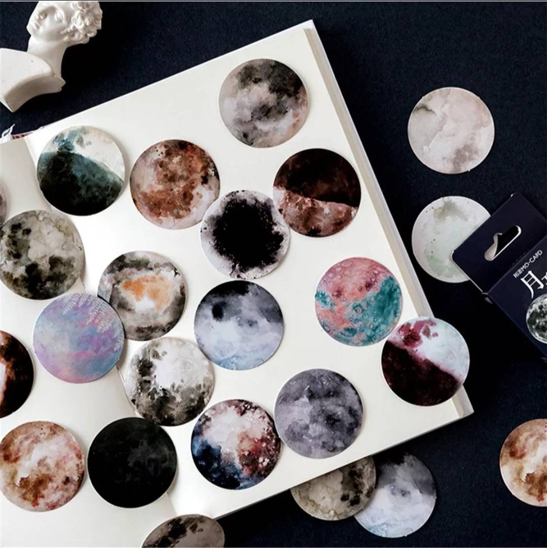 Moon Stickers Pack , Eclipse , colourful moon Stickers for planner, journal, scrapbook