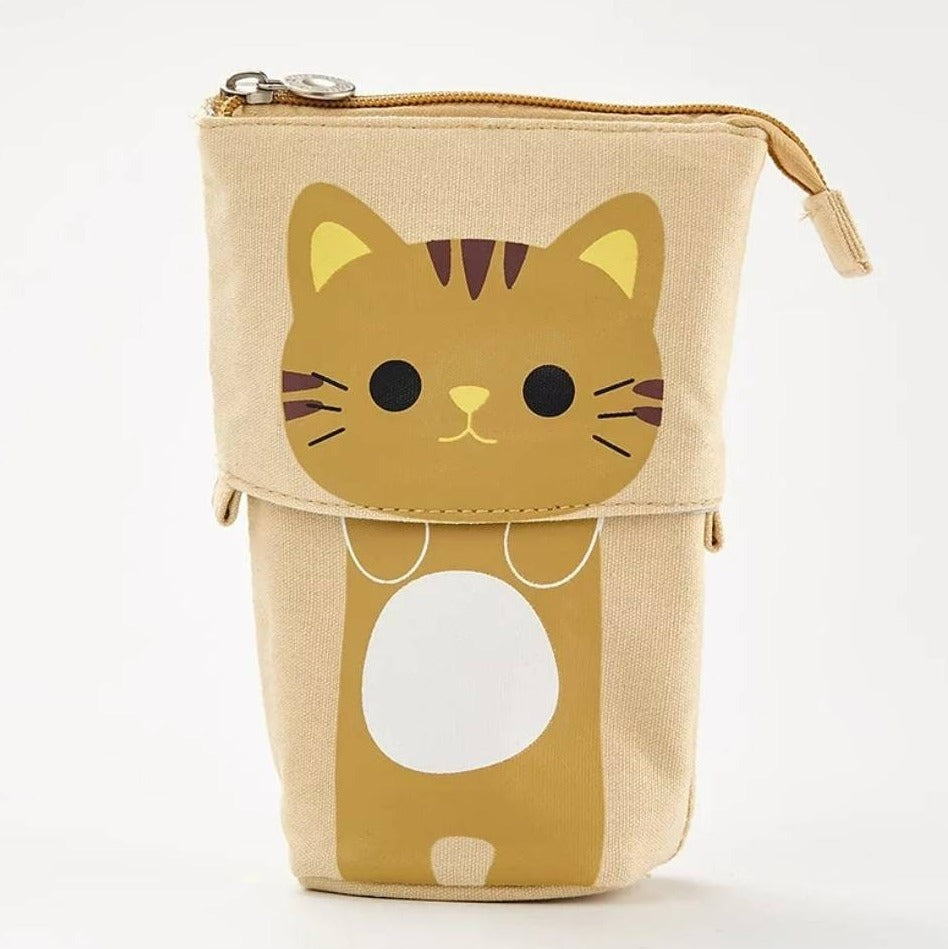 Pop up pencil case, sliding, retractable pencil case - cat and bear designs