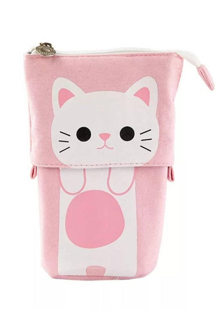 Pop up pencil case, sliding, retractable pencil case - cat and bear designs