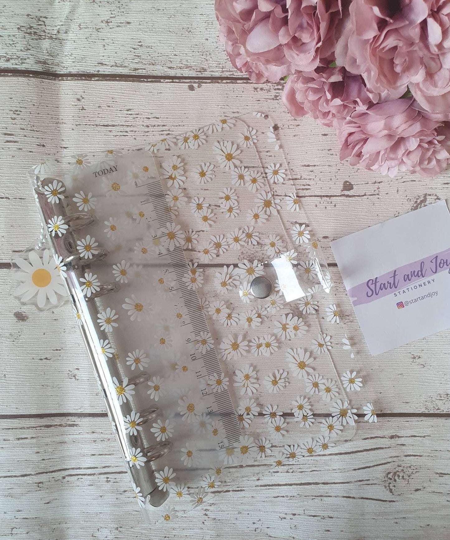 Daisy A6 Planner binder + charm + ruler - A6 6 rings binder