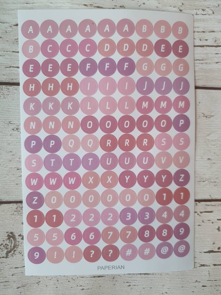 Colourful Circle Letters and Numbers Dot Stickers