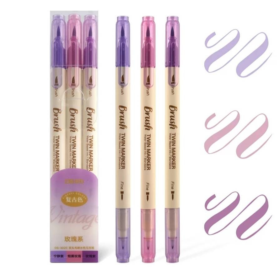 Lettering pen set of 3 pens - Choose your colour set - Planner, journal, scrapbook essentials - Brush lettering colour set