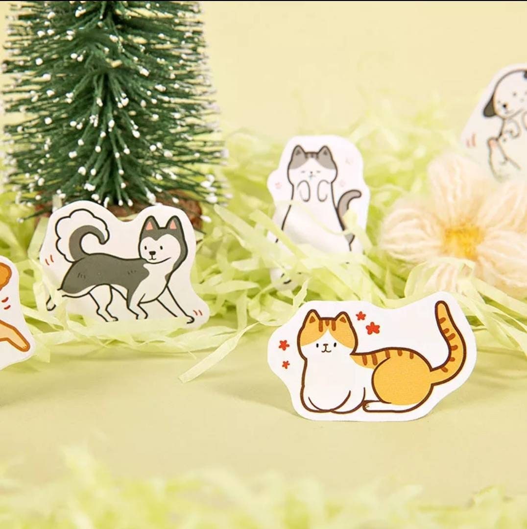 Cute cat and dog sticker set- 45pcs