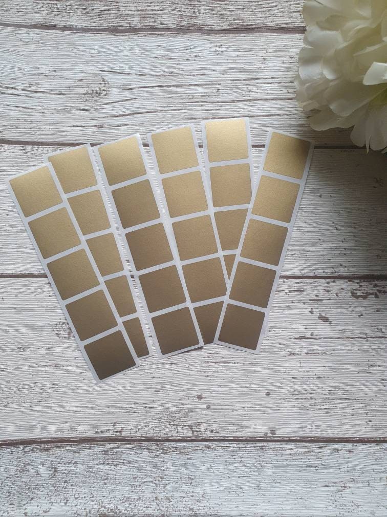 Gold Scratch Off Stickers ,2.5 cm square Scratch to Reveal stickers - Thank you cards, Gift tag, Scratch cards