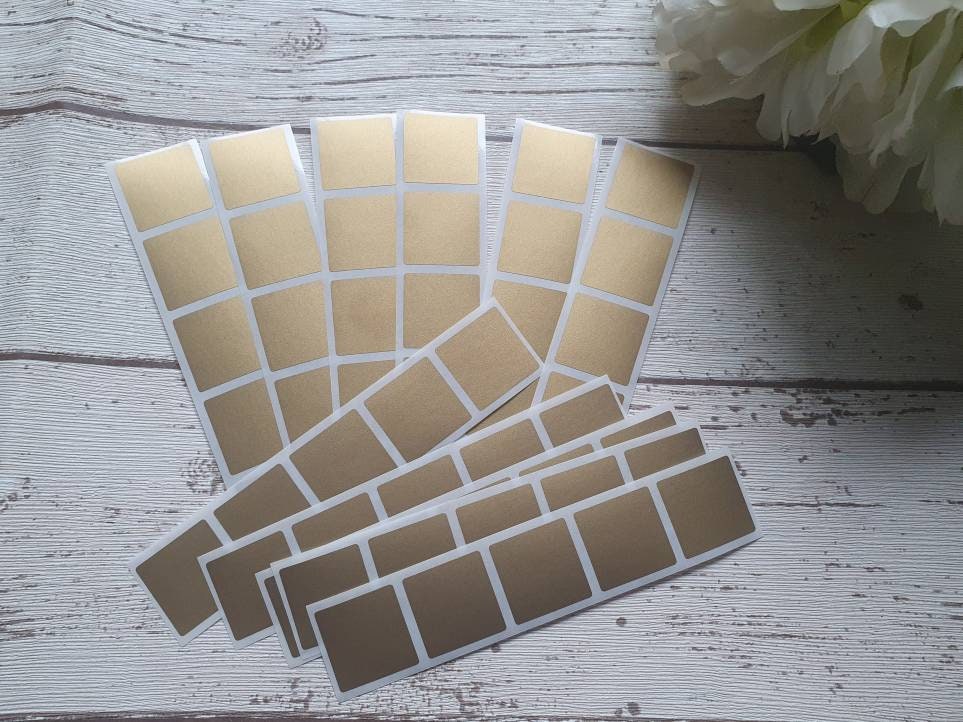 Gold Scratch Off Stickers ,2.5 cm square Scratch to Reveal stickers - Thank you cards, Gift tag, Scratch cards