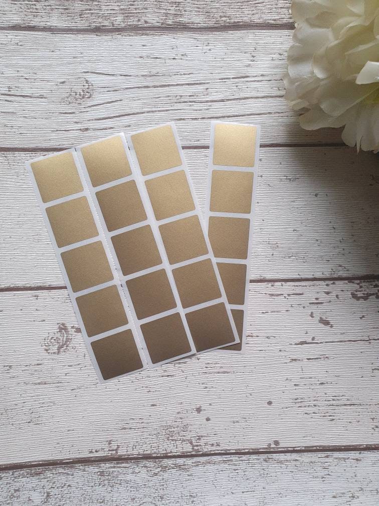 Gold Scratch Off Stickers ,2.5 cm square Scratch to Reveal stickers - Thank you cards, Gift tag, Scratch cards