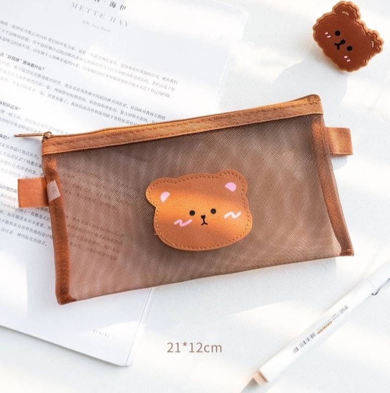 Cute bear pencil case - Choose your size - stationery organiser, office school supply