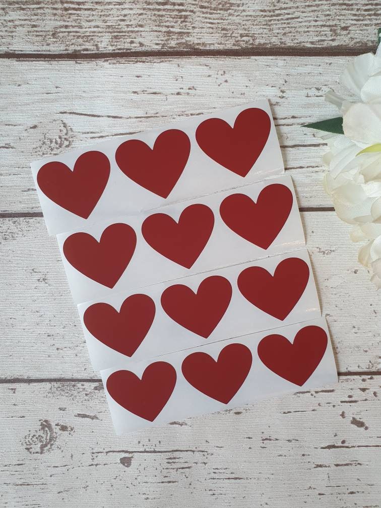 Red Scratch off Heart sticker - 30mm x 35mm - Scratch to reveal sticker