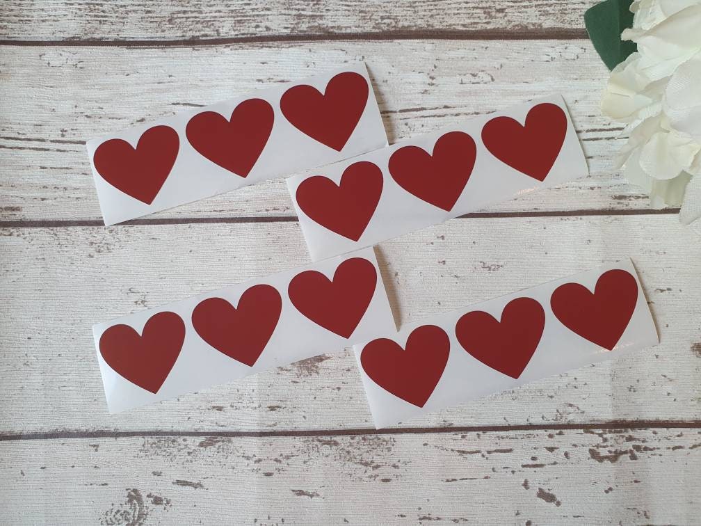 Red Scratch off Heart sticker - 30mm x 35mm - Scratch to reveal sticker