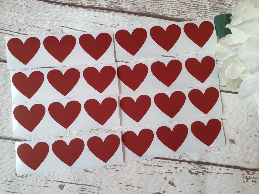 Red Scratch off Heart sticker - 30mm x 35mm - Scratch to reveal sticker